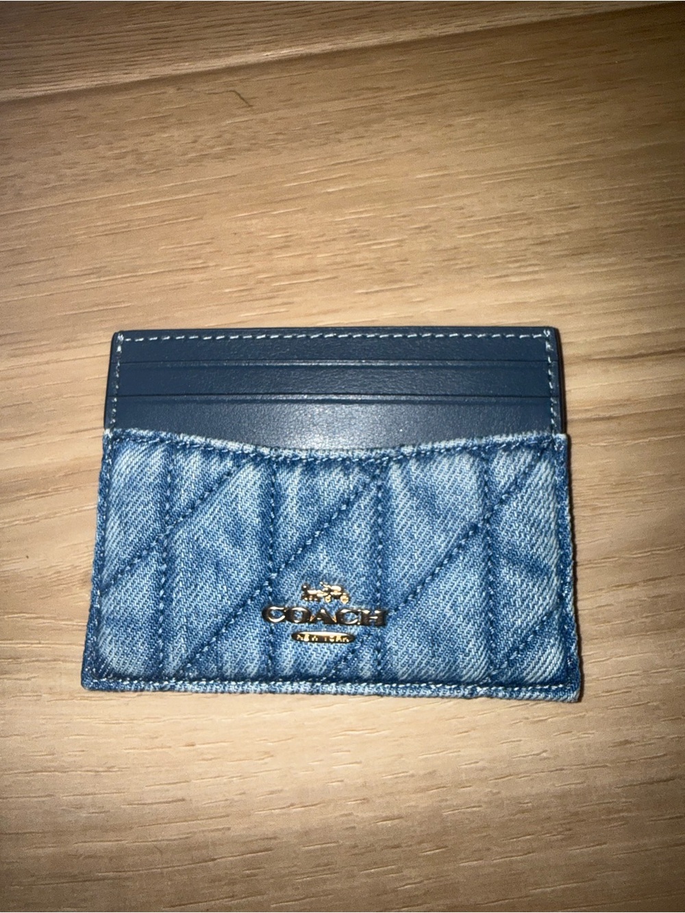Coach Denim Quilted Card Holder Wallet